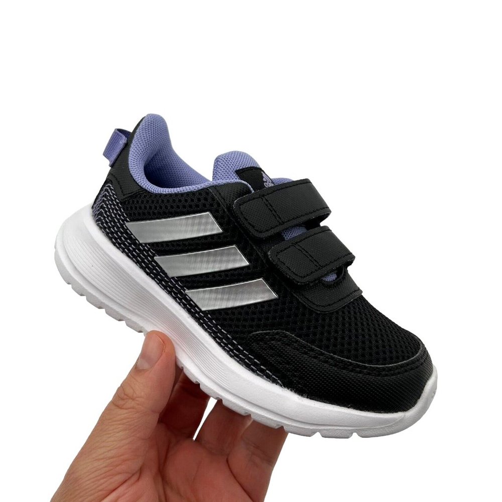 Adidas Baby Infant Girls Slip on Sneakers Size 6K Black Silver Lightweight Comfy